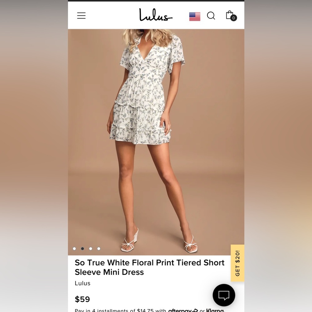 So True White Floral Print Tiered Short Sleeve Mini Dress